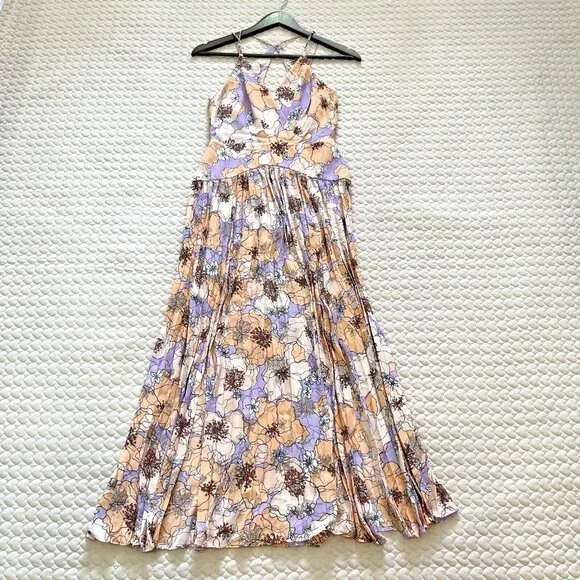 $400 NWOT Reiss Corinne Pleated Floral Midi Dress Size